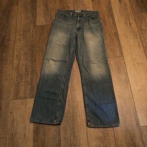 American eagle mens jeans 31x32 straight leg mid rise blue denim pants faded